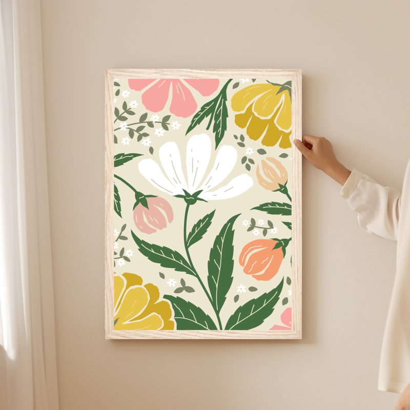 Boho floral wall art spring