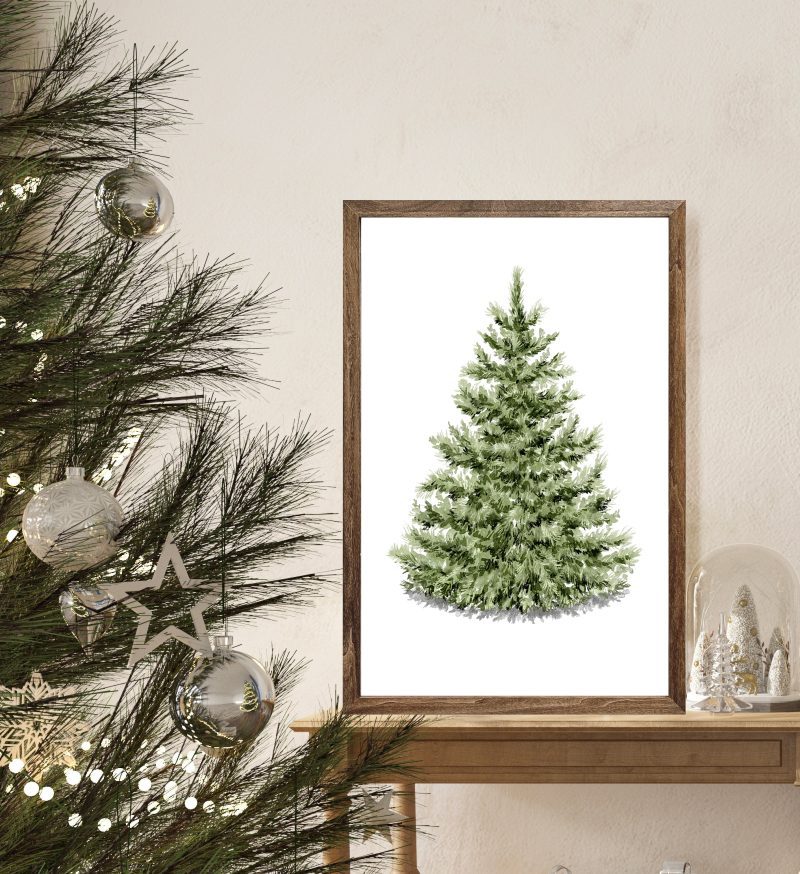 Evergreen Christmas Tree Painting wall art