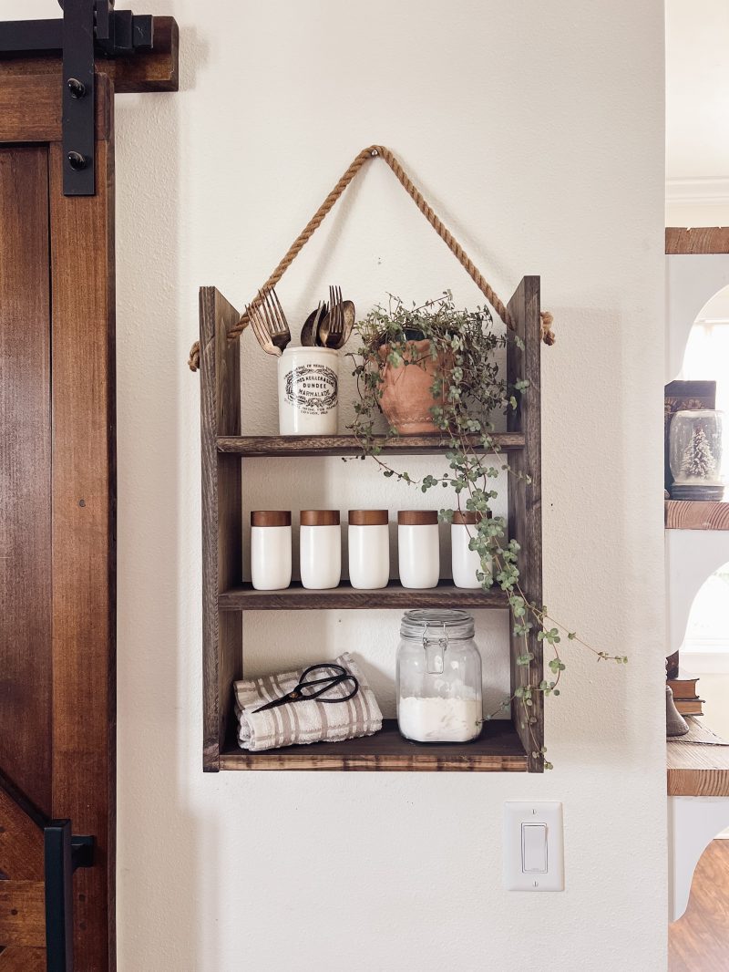 Wood Storage Shelves With Hanging Rope - Mulberry Market Designs