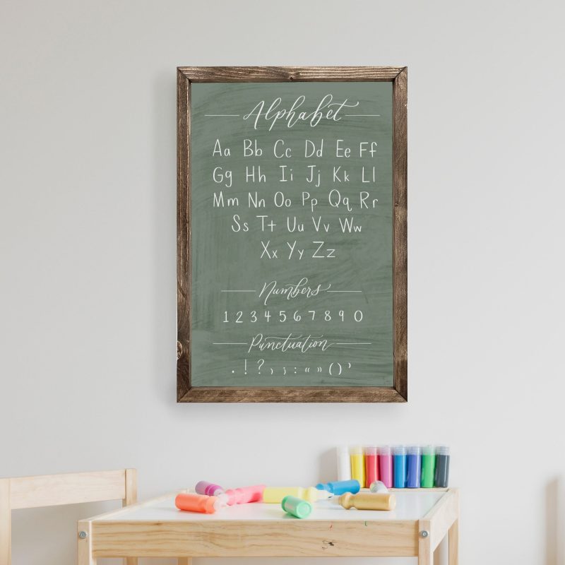 ABC Alphabet Wood Framed Sign | Home School Sign - Mulberry Market Designs