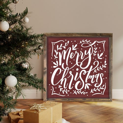 Whimsical Merry Christmas Wood Framed Sign - Mulberry Market Designs