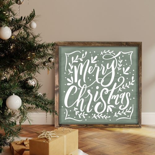 Whimsical Merry Christmas Wood Framed Sign - Mulberry Market Designs