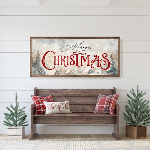 Snowy Merry Christmas Sign