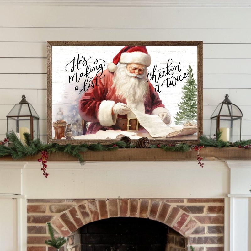 Vintage Santa Christmas Sign