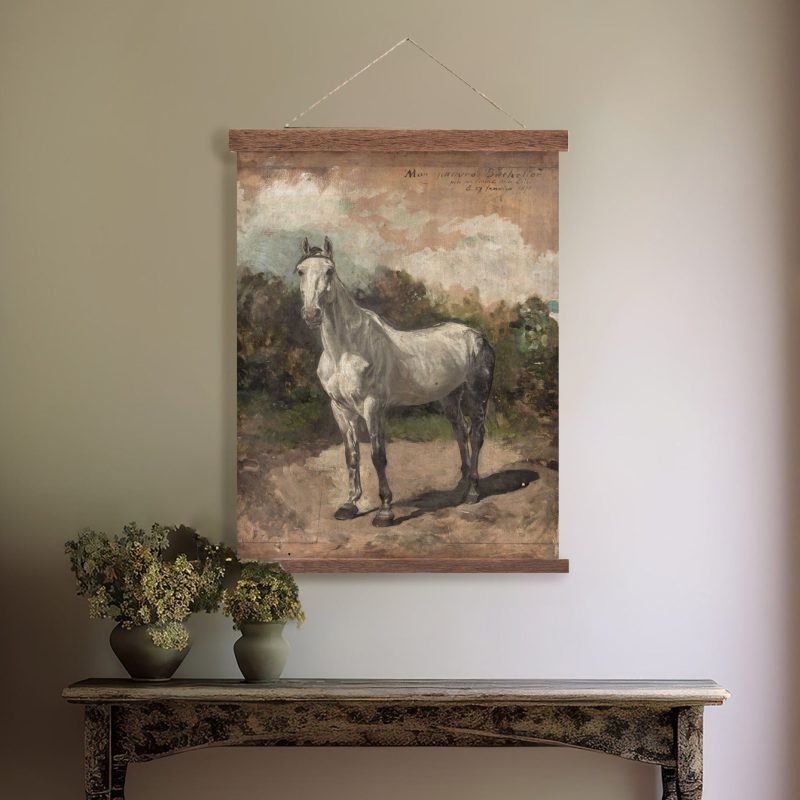 White Stallion Hanging Canvas Art