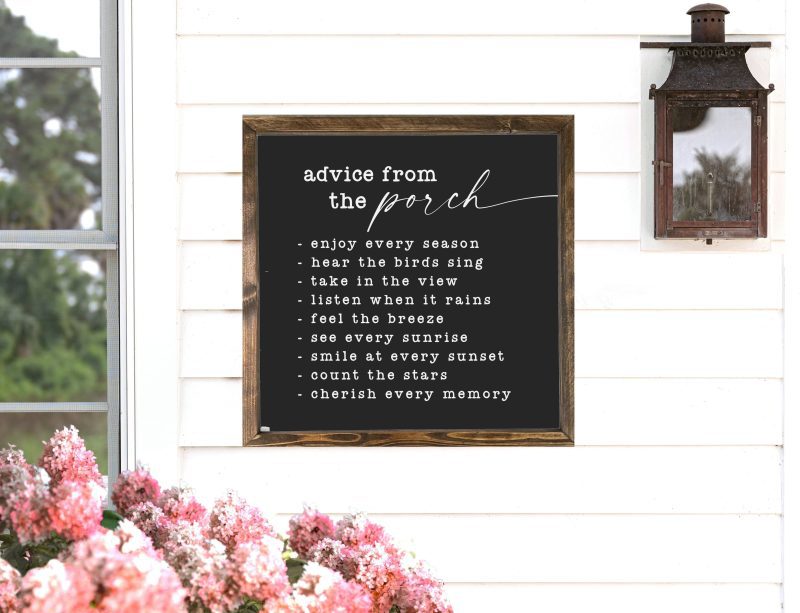 Advice From The Porch Wood Framed Sign - Mulberry Market Designs