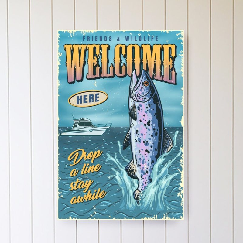 fishingsignwallartmetal