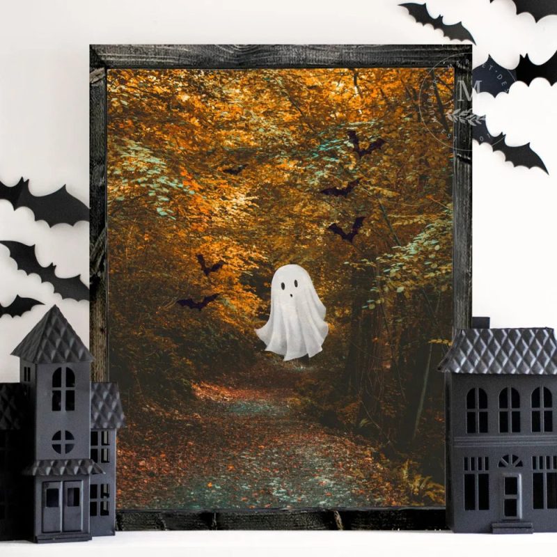 woodsy ghost wall art wood framed sign 670