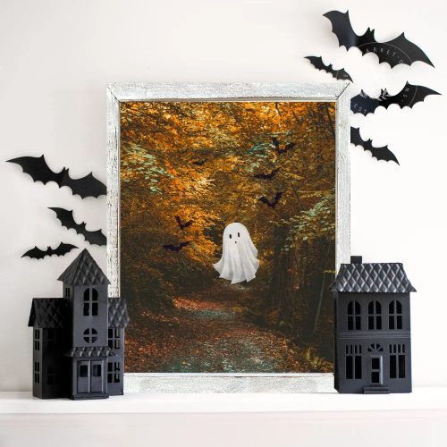 woodsy ghost wall art wood framed sign 710