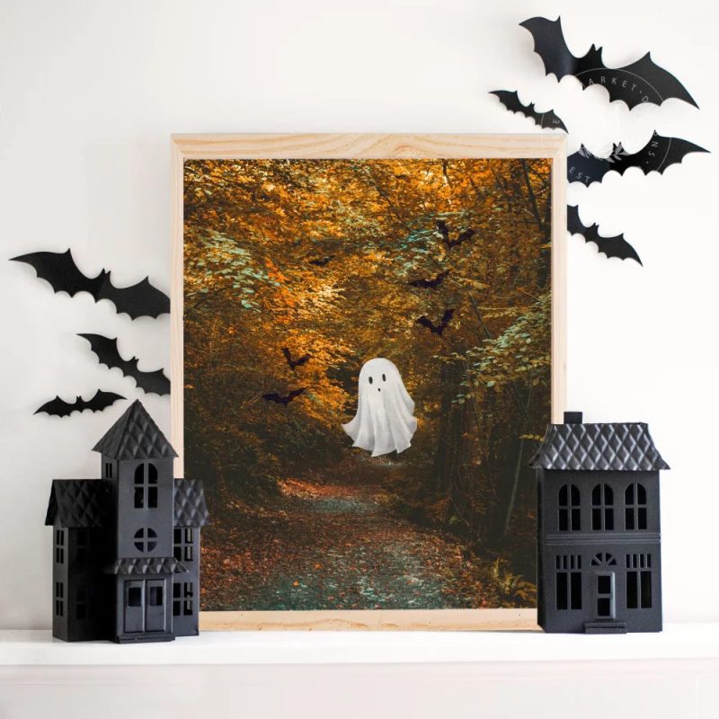 woodsy ghost wall art wood framed sign 772