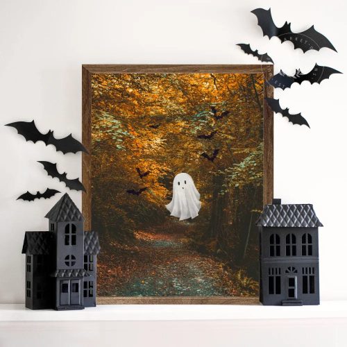 woodsy ghost wall art wood framed sign 779